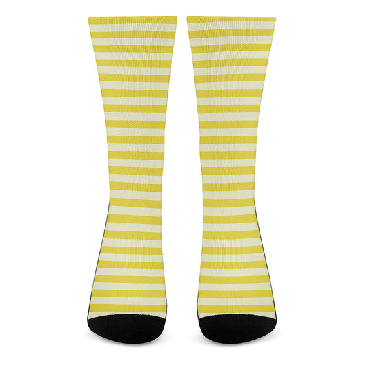 Yellow Striped Pattern Print Crew Socks