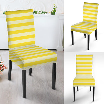 Yellow Striped Pattern Print Dining Chair Slipcover