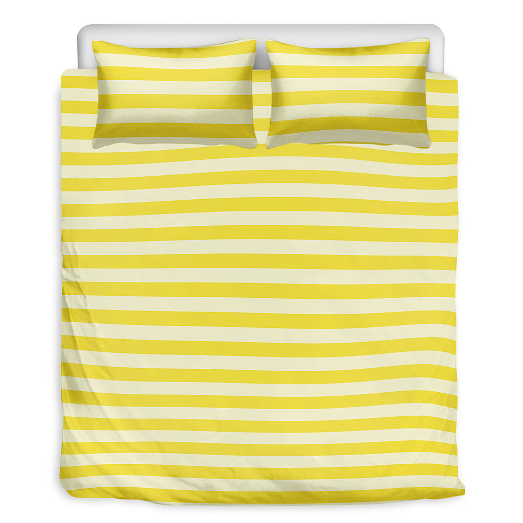 Yellow Striped Pattern Print Duvet Cover Bedding Set