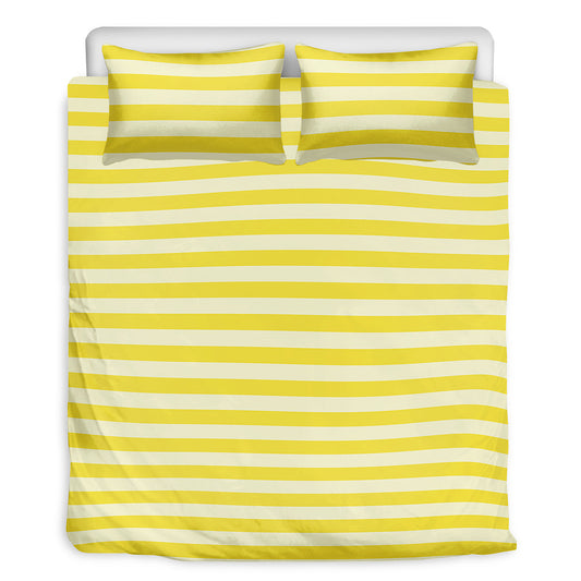 Yellow Striped Pattern Print Duvet Cover Bedding Set