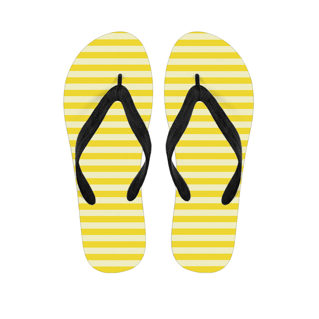 Yellow Striped Pattern Print Flip Flops
