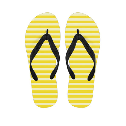 Yellow Striped Pattern Print Flip Flops