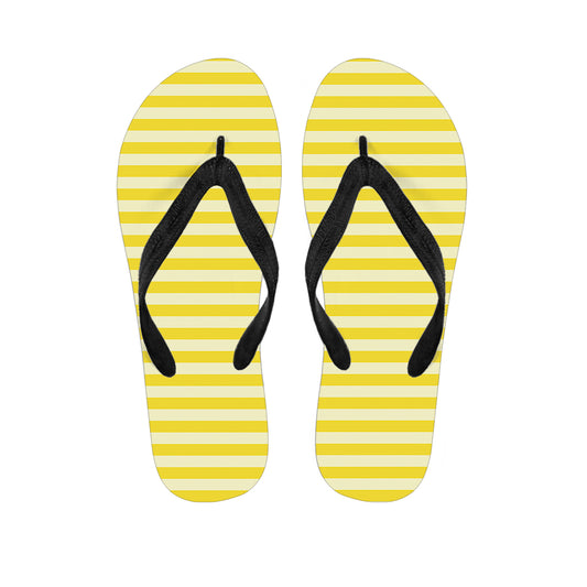 Yellow Striped Pattern Print Flip Flops
