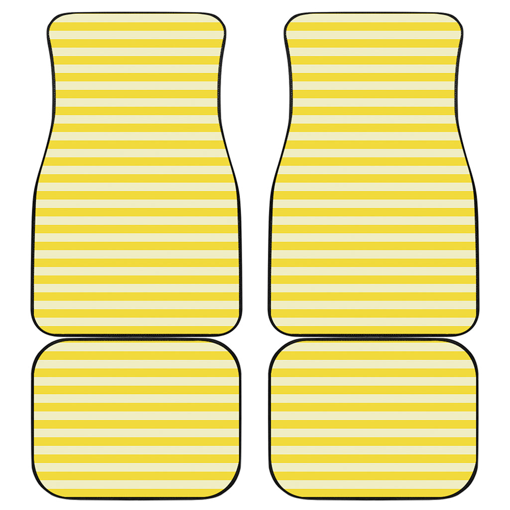 Yellow Striped Pattern Print Front and Back Car Floor Mats