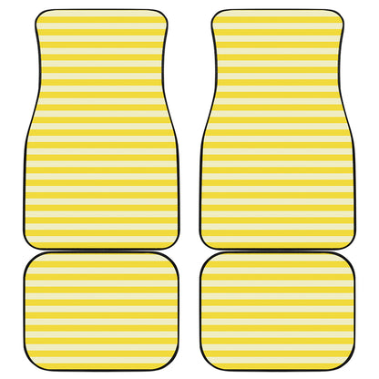 Yellow Striped Pattern Print Front and Back Car Floor Mats