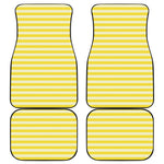 Yellow Striped Pattern Print Front and Back Car Floor Mats
