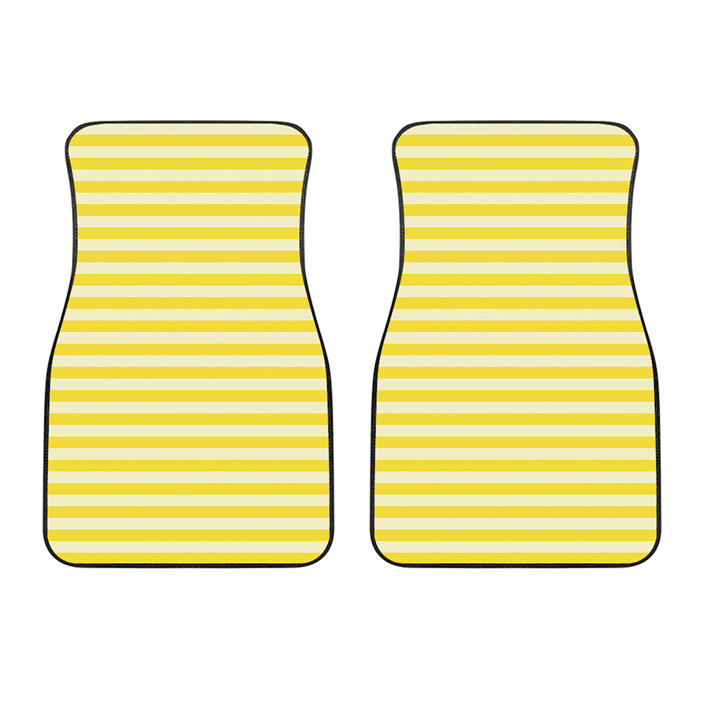 Yellow Striped Pattern Print Front Car Floor Mats