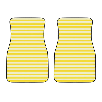 Yellow Striped Pattern Print Front Car Floor Mats