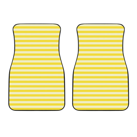Yellow Striped Pattern Print Front Car Floor Mats