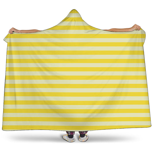Yellow Striped Pattern Print Hooded Blanket