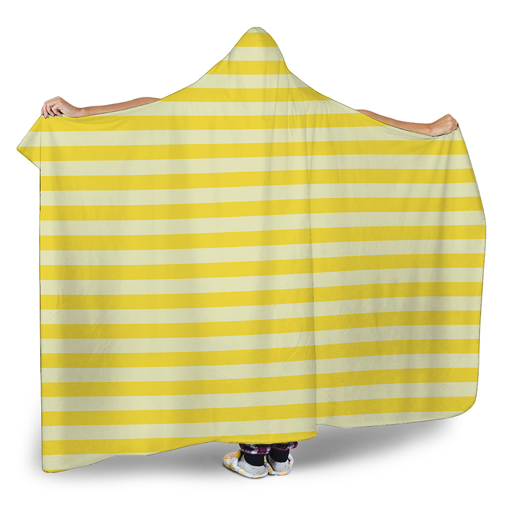 Yellow Striped Pattern Print Hooded Blanket