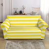 Yellow Striped Pattern Print Loveseat Slipcover