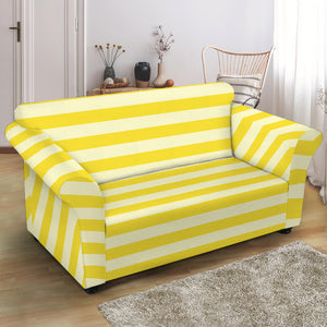 Yellow Striped Pattern Print Loveseat Slipcover