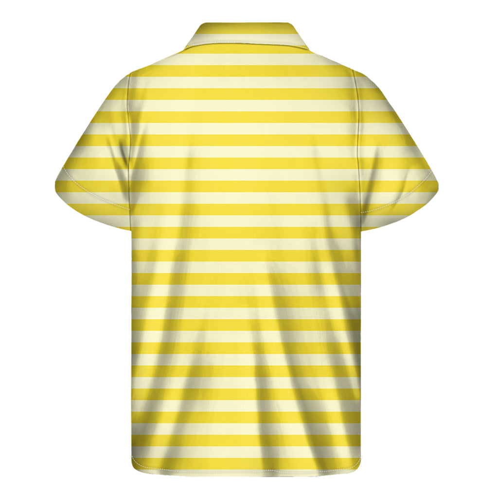 Yellow Striped Pattern Print Men's Short Sleeve Shirt