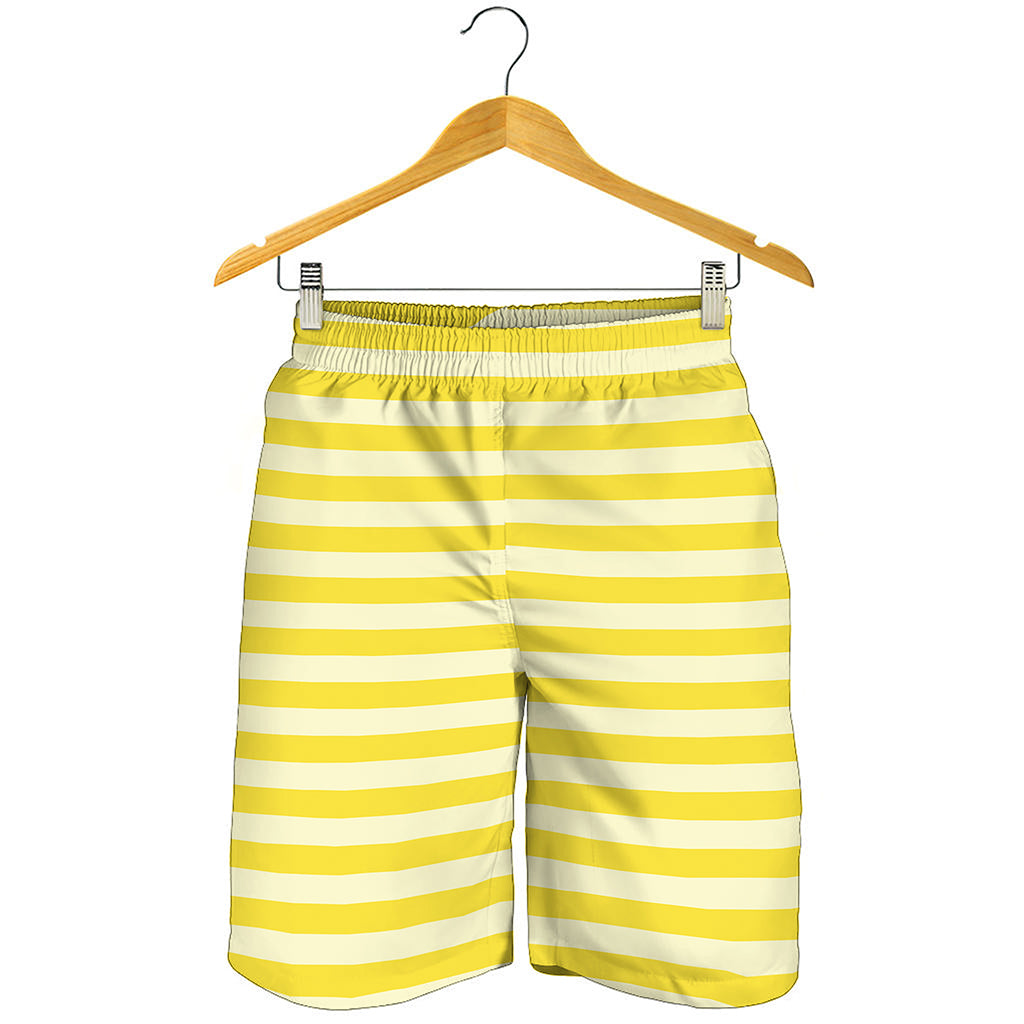 Yellow Striped Pattern Print Men's Shorts