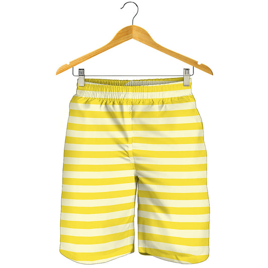 Yellow Striped Pattern Print Men's Shorts