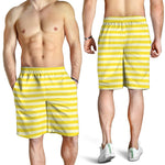 Yellow Striped Pattern Print Men's Shorts