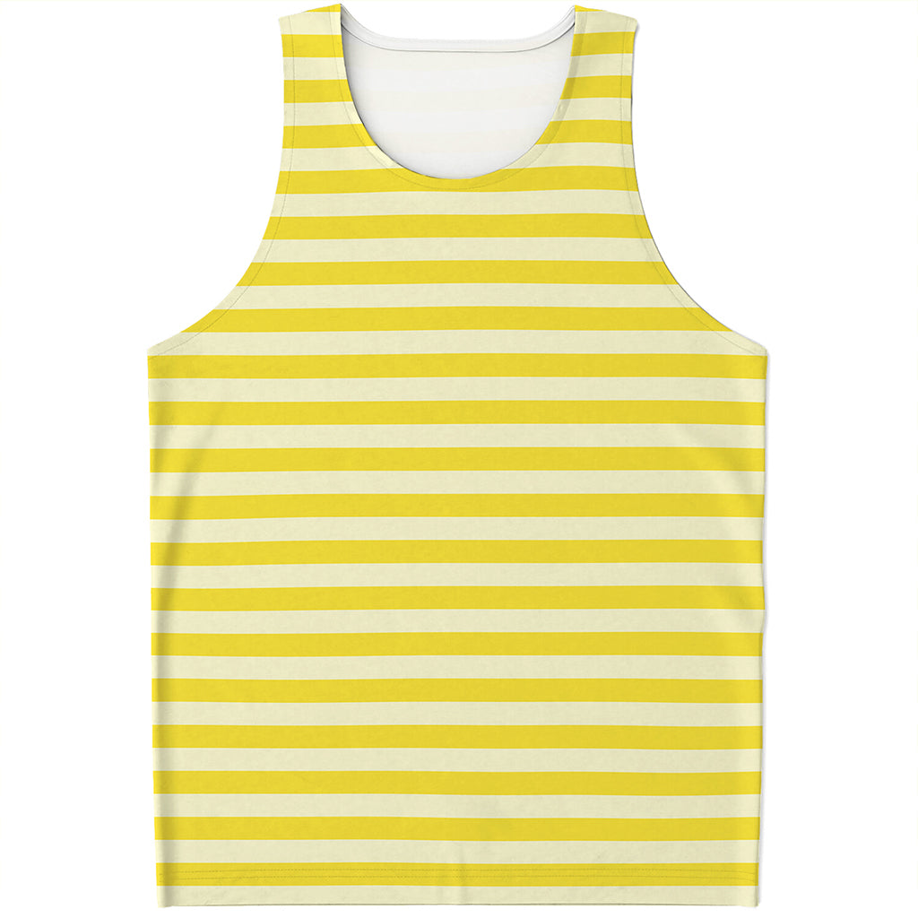 Yellow Striped Pattern Print Men's Tank Top