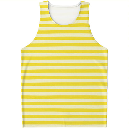 Yellow Striped Pattern Print Men's Tank Top