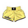 Yellow Striped Pattern Print Muay Thai Boxing Shorts