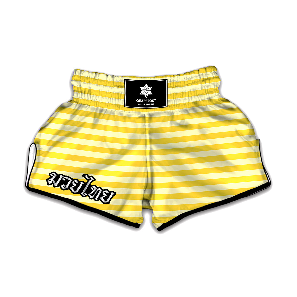 Yellow Striped Pattern Print Muay Thai Boxing Shorts