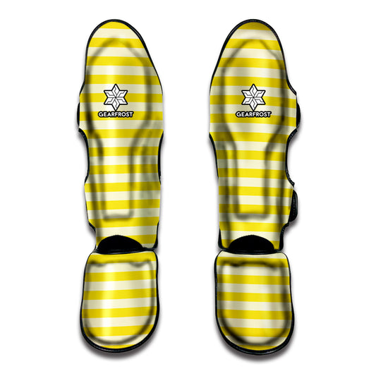Yellow Striped Pattern Print Muay Thai Shin Guard