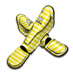 Yellow Striped Pattern Print Muay Thai Shin Guard