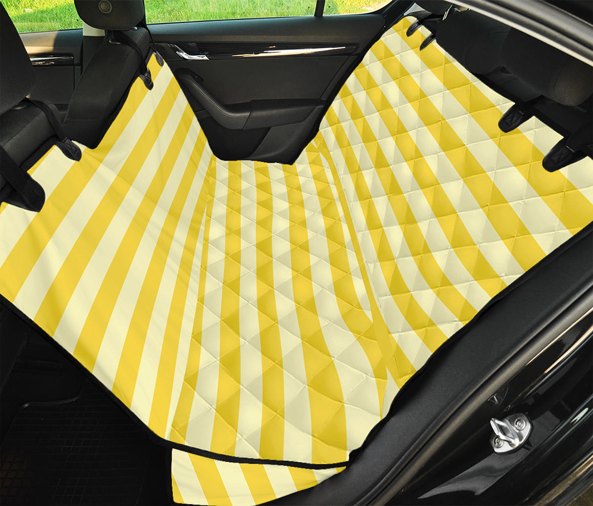 Yellow Striped Pattern Print Pet Car Back Seat Cover