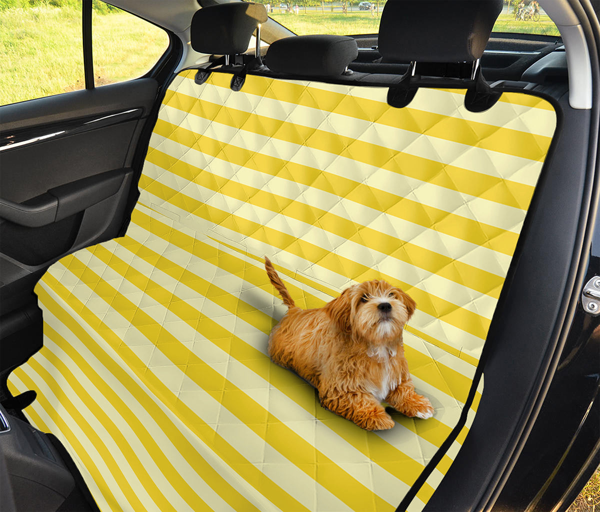 Yellow Striped Pattern Print Pet Car Back Seat Cover