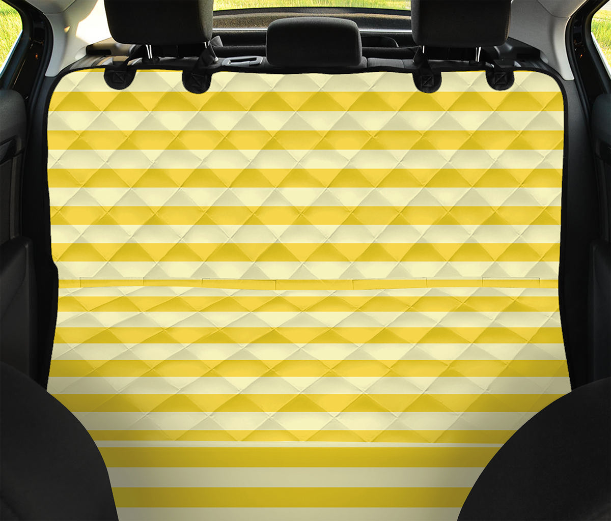 Yellow Striped Pattern Print Pet Car Back Seat Cover