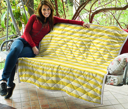 Yellow Striped Pattern Print Quilt