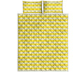 Yellow Striped Pattern Print Quilt Bed Set