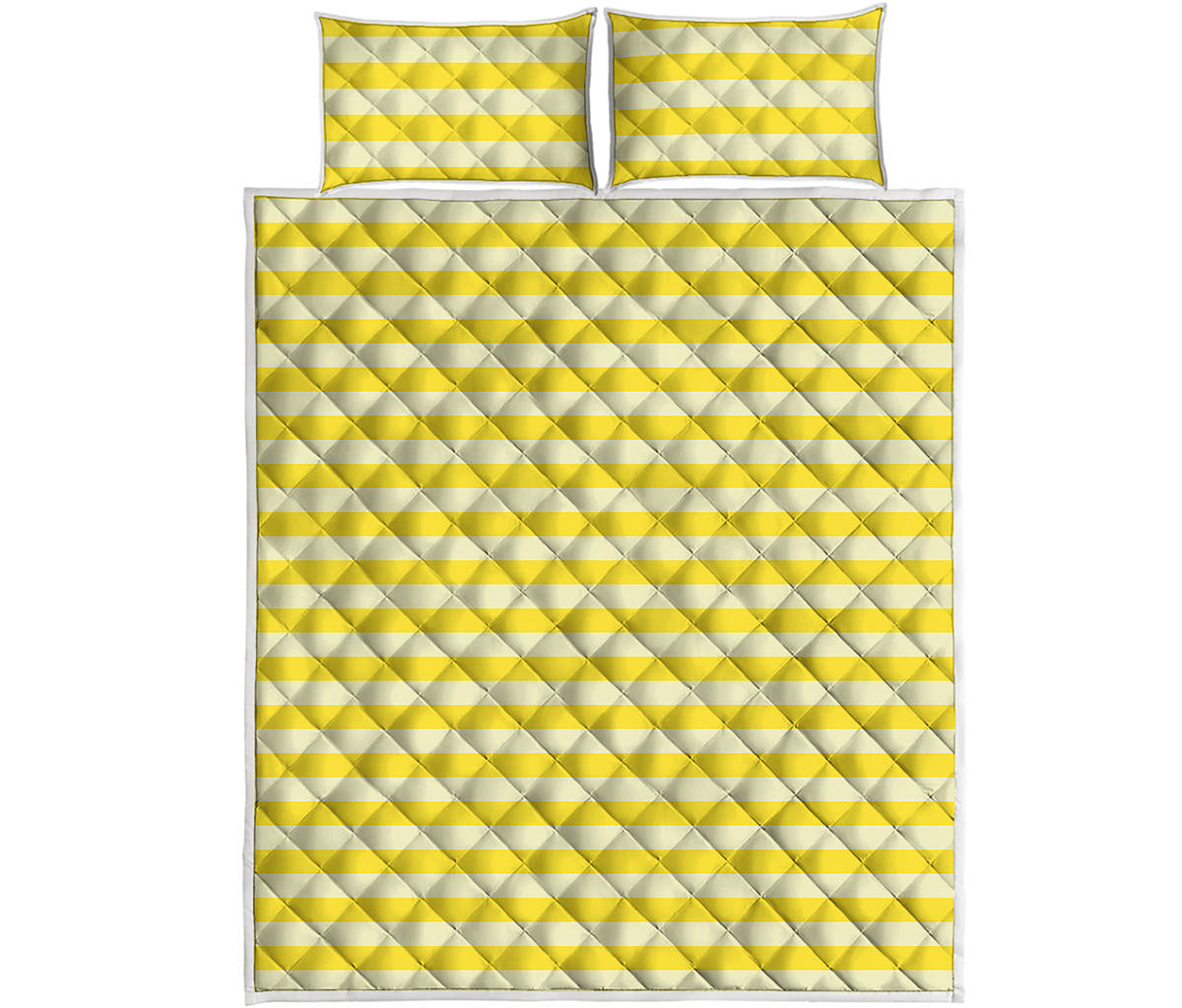 Yellow Striped Pattern Print Quilt Bed Set