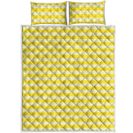 Yellow Striped Pattern Print Quilt Bed Set