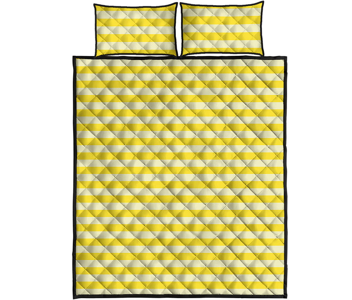 Yellow Striped Pattern Print Quilt Bed Set