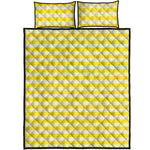 Yellow Striped Pattern Print Quilt Bed Set