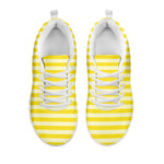 Yellow Striped Pattern Print White Sneakers