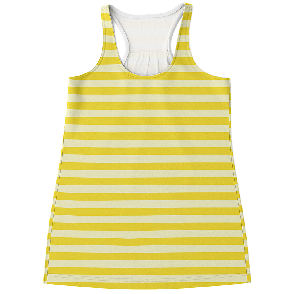 Yellow Striped Pattern Print Women's Racerback Tank Top