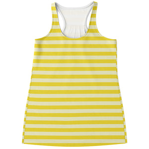 Yellow Striped Pattern Print Women's Racerback Tank Top