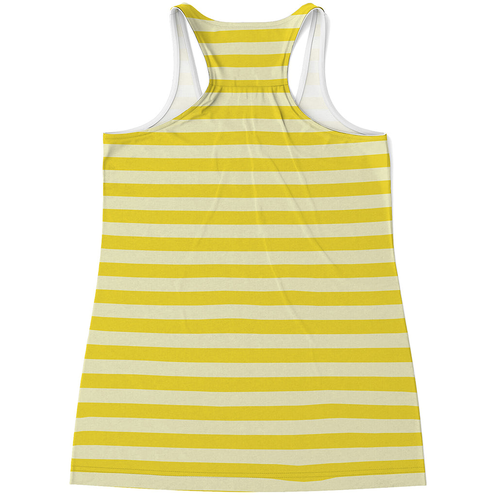 Yellow Striped Pattern Print Women's Racerback Tank Top