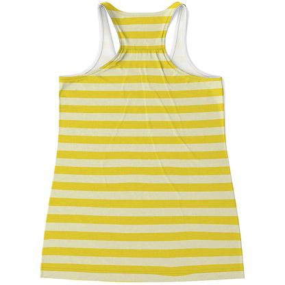 Yellow Striped Pattern Print Women's Racerback Tank Top