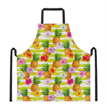 Yellow Striped Pineapple Pattern Print Apron