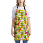 Yellow Striped Pineapple Pattern Print Apron