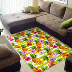 Yellow Striped Pineapple Pattern Print Area Rug GearFrost