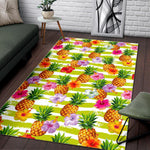 Yellow Striped Pineapple Pattern Print Area Rug GearFrost