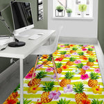 Yellow Striped Pineapple Pattern Print Area Rug GearFrost