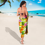 Yellow Striped Pineapple Pattern Print Beach Sarong Wrap