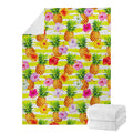 Yellow Striped Pineapple Pattern Print Blanket