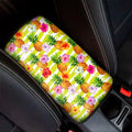 Yellow Striped Pineapple Pattern Print Car Center Console Cover