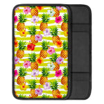 Yellow Striped Pineapple Pattern Print Car Center Console Cover